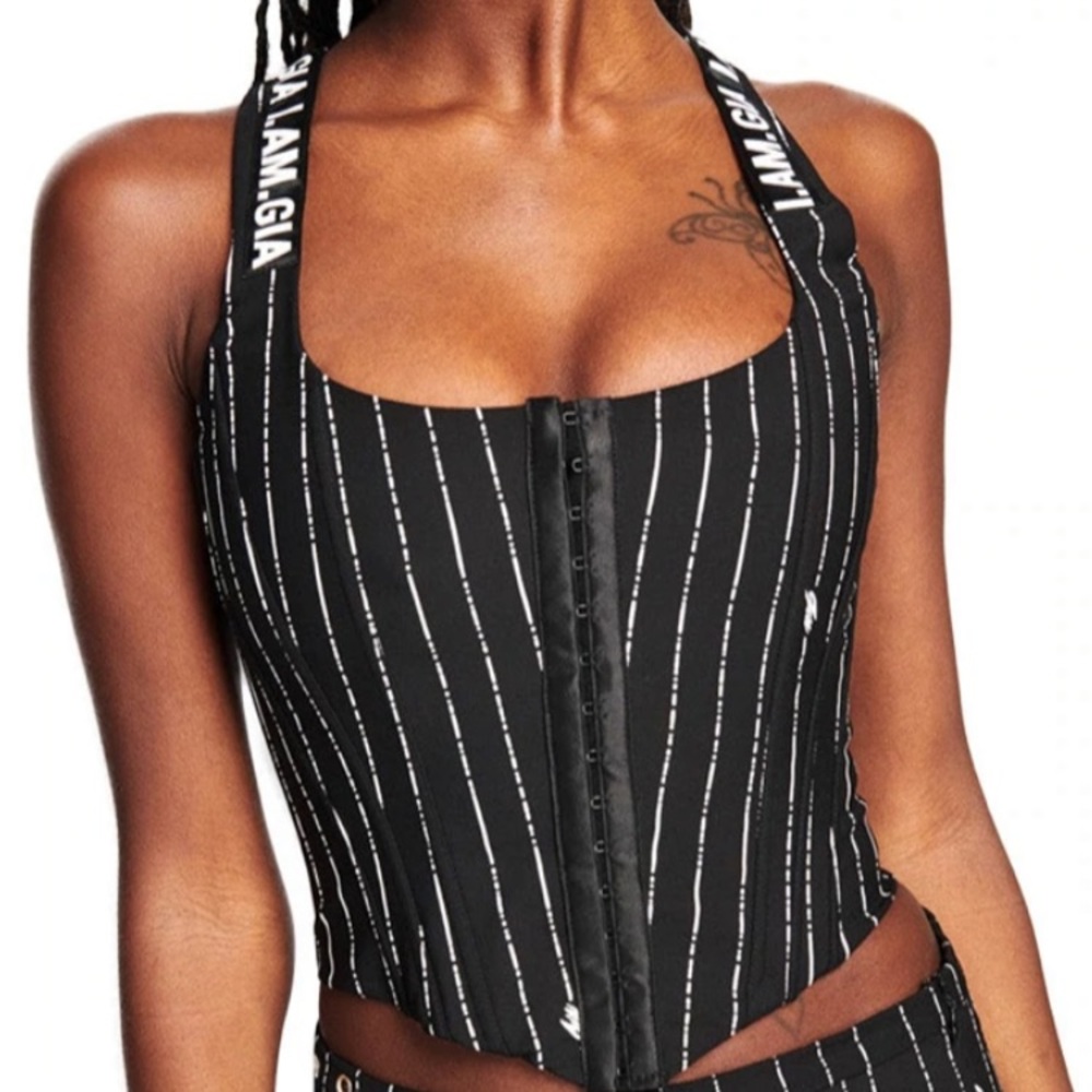 I.AM.GIA Black and White Striped Top